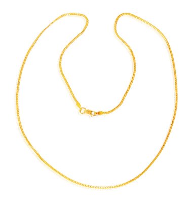 22K Gold Fox Tail Chain (16In) ( Plain Gold Chains )