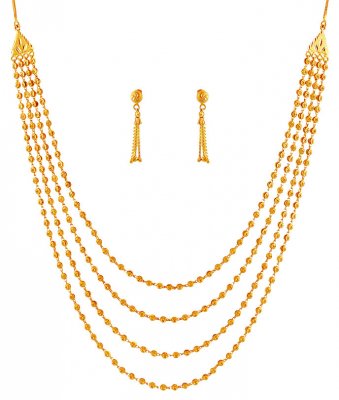 22K Layered Gold Necklace Set ( 22 Kt Gold Sets )