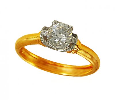 22k Gold CZ Solitaire Ring ( Ladies Signity Rings )