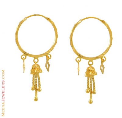 22k Yellow Gold Hoops Earrings ( Hoop Earrings )