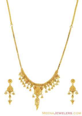 22k Gold Filigree Necklace Set ( 22 Kt Gold Sets )