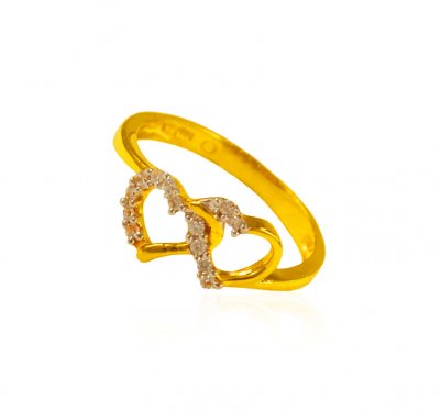 22k Gold Heart Shape Ring ( Ladies Signity Rings )