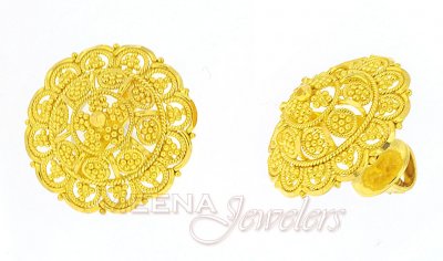 22K Gold Filigree Earrings  ( 22 Kt Gold Tops )
