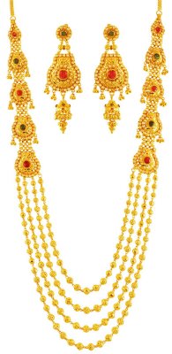 22k Layered Stone Necklace   ( Gold Designer Sets )