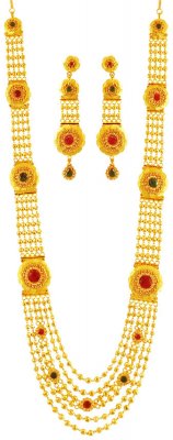 22K Bridal Layered Necklace Set ( Gold Designer Sets )