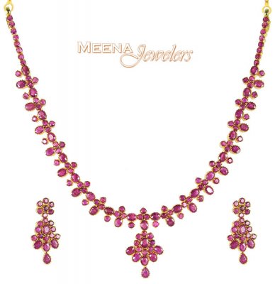 22K Ruby Necklace Set ( Ruby Necklace Sets )