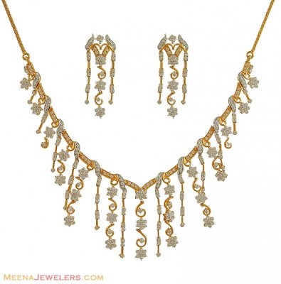 22K Gold Necklace Set (Exclusive) ( Precious Stone Sets )