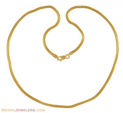 22K Round Snake Chain (16 Inches) ( Plain Gold Chains )