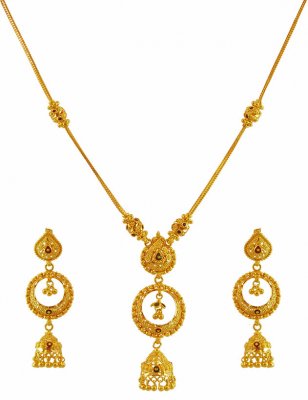 22K Gold Necklace Earring Set ( 22 Kt Gold Sets )