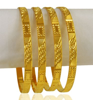 22kt Gold Laser bangles(4 pc) ( Gold Bangles )