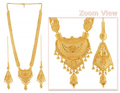 Indian Bridal Jewelry Gold on 22k Gold Indian Bridal Patta Set   Stbr4420   22k Gold Long Necklace