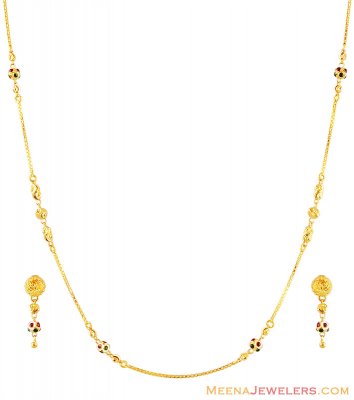 Beautiful Gold Meena Necklace Set ( Light Sets )