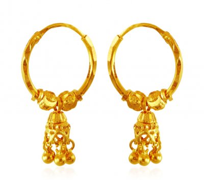22K Yellow Gold Bali (Earrings) ( Hoop Earrings )