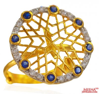 22k Gold Adjustable Designer Ring  ( Ladies Signity Rings )