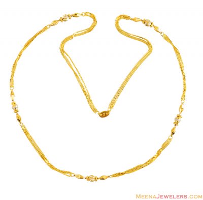 22k Two Tone Fancy Ball Chain ( 22Kt Long Chains (Ladies) )
