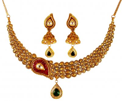 22 Karat Gold Antique Set ( Antique Necklace Sets )