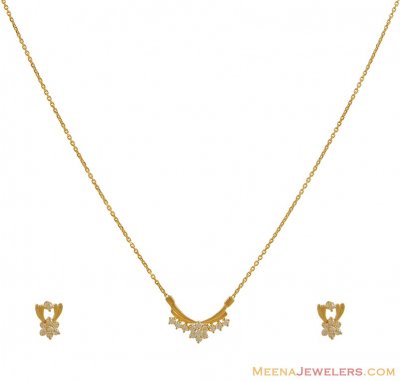 Necklace set with Cz ( Gold Designer Sets )