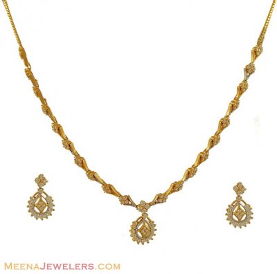 Necklace set with Cz ( Gold Designer Sets )