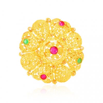 22Kt Gold Ruby and Emerald Ring ( Ladies Gold Ring )