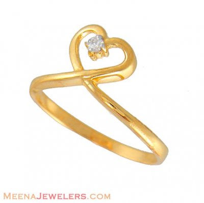 22Kt Gold Ring (heart sign) ( Ladies Signity Rings )