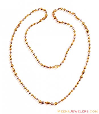 Fancy Two Tone Gold Chain (24 IN) ( 22Kt Long Chains (Ladies) )