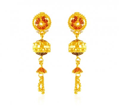 22K Tri coloured Earrings ( 22Kt Gold Fancy Earrings )