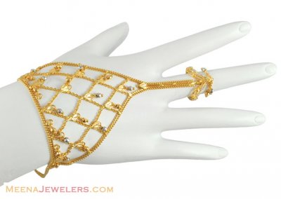 22Kt Gold Bracelet with Ring ( Ladies Bracelets )