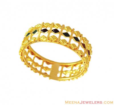 22Kt Gold Meenakari Band ( Ladies Gold Ring )