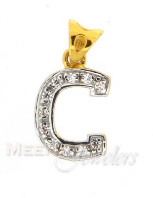 22Kt Gold Pendant with Initial(c) ( Initial Pendants )