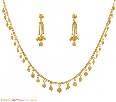 22K Necklace with Gold balls beaded ( Light Sets )