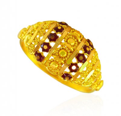 22k Gold Enamel Ring ( Ladies Gold Ring )