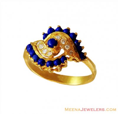 Colored Stones CZ Ring 22k  ( Ladies Rings with Precious Stones )