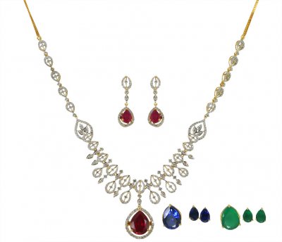 18K Gold Diamond Necklace Set ( Diamond Necklace Sets )