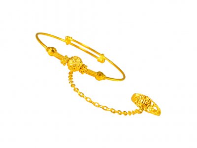 22Kt Gold Kids Kada with Ring ( Baby Bangles )