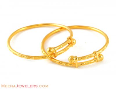 Indian Gold Jewelry  Kids on 22k Gold Indian Baby Bangles With Beautiful Design  Easily Adjustable