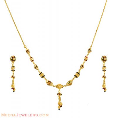 22k MeenaKari Necklace Set ( 22 Kt Gold Sets )