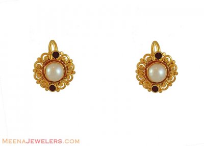 Earring With pearl ( 22Kt Gold Fancy Earrings )