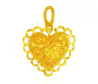 22K Gold Fancy Heart Pendant ( Fancy Pendants )