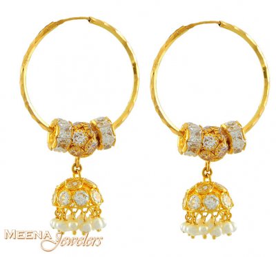 Gold Hoop with Pearls ( Hoop Earrings )