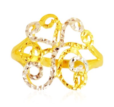 22K Gold Two Tone Ring ( Ladies Gold Ring )