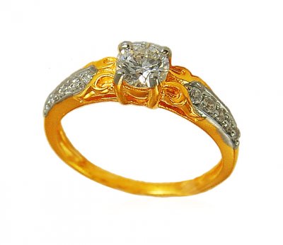 22k Gold CZ Ring ( Ladies Signity Rings )