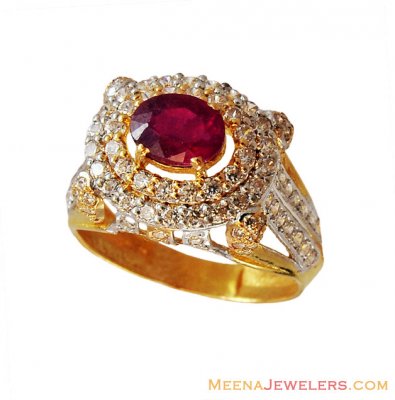 22K Royal Precious Ruby Ring  ( Ladies Rings with Precious Stones )