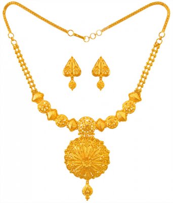 22KT Gold Necklace Earring Set ( 22 Kt Gold Sets )