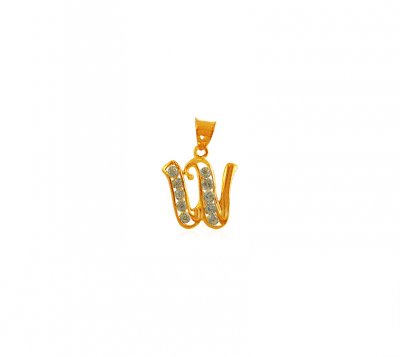 Gold Pendant with Initial (W) ( Initial Pendants )