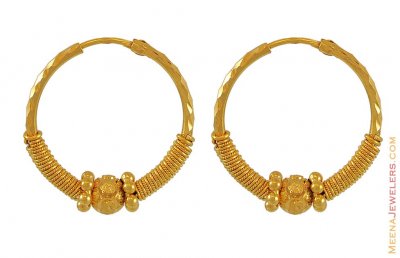 Indian Hoop Earrings (22K Gold) ( Hoop Earrings )