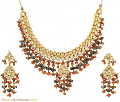 Kundan Earrings and Necklace Set ( Antique Necklace Sets )