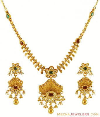 Exclusive 22K Gold Necklace Set ( Antique Necklace Sets )
