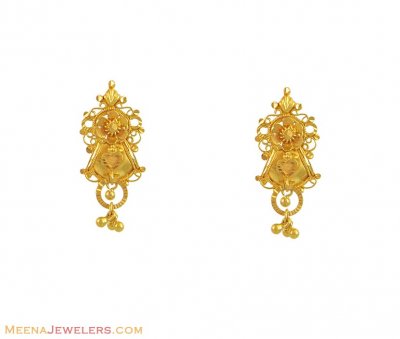 22K Yellow Gold Earrings ( 22Kt Gold Fancy Earrings )