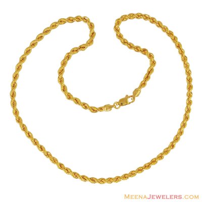 22K Hollow Rope Chain (16 Inches) ( Plain Gold Chains )