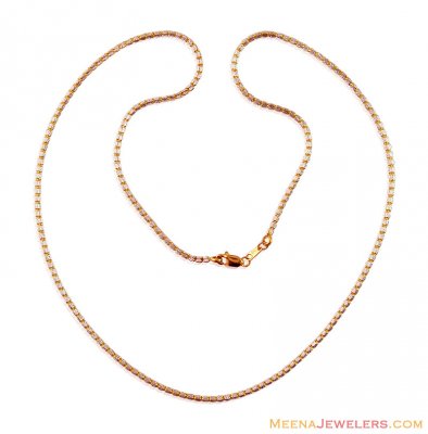 22K Gold Two Tone Chain (24 Inches) ( 22Kt Gold Fancy Chains )